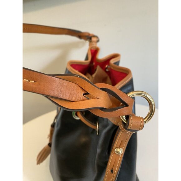 Dooney & Bourke Wexford Tasha Black Leather Drawstring Shoulder Bag Purse - Picture 9 of 12